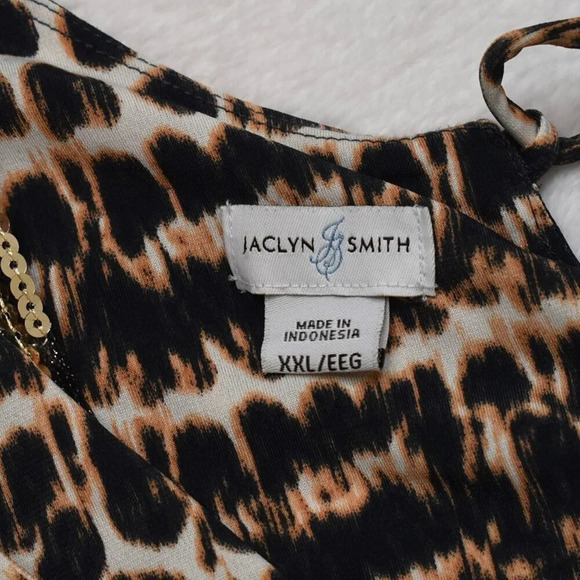 Jaclyn Smith Leopard Maxi Dress Sz XXL Plus Size Faux Wrap Animal Stretch Boho - Picture 7 of 16
